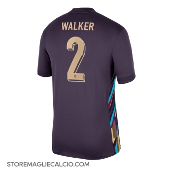 Inghilterra Kyle Walker #2 Maglia Gara Trasferta Repliche Europei 2024